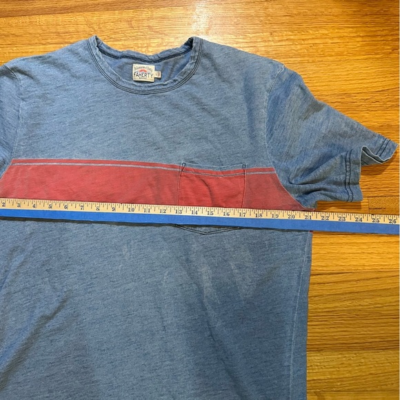 FAHERTY SURF STRIPE POCKET TEE - MEDIUM WASH INDIGO & RED Size L (a2 - Picture 9 of 13